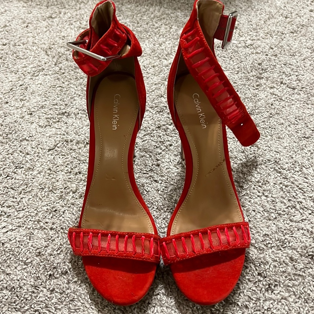 Calvin Klein red heels never been worn!